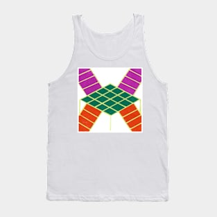 Inverted Purple Green Orange Geometric Abstract Acrylic Painting Tank Top